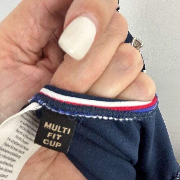 Nip Tuck Womens Striped Multi Fit Cup Padded One Piece Swimsuit Size 12 coastal - Picture 8 of 9